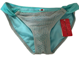 Chismes Mujer Malla Atado Hipster Braguita Bikini, Aqua / Gris, Grande - £11.81 GBP