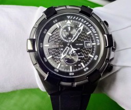 invicta men black aviator quartz watch with silicone strap - $229.90