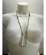 Vintage Hand Beaded Seashell Shell Long 16&quot; Necklace Hippy Boho Island K... - €8,46 EUR