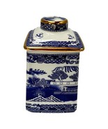 Ringtones Tea Caddy Blue Willow Wade Ceramics White Blue Porcelain - £37.44 GBP