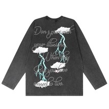 White cloud lightning print t shirt HIP HOP graphic t shirts oversized t shirt M - £74.89 GBP