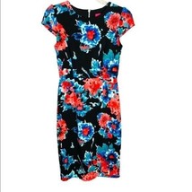 Betsey Johnson Black Floral Midi Sheath Dress NWT Small - £39.43 GBP