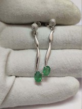 Silver Designer Emerald Drop Earring 1.3 Ct Emerald Earrings Silver - £35.67 GBP