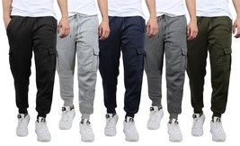 Mens Fleece Lined Active Jogger Cargo Sweatpants Pants Lounge Gym S M L ... - €13,11 EUR