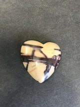 Small Carved Tan w Dark Purple Veins Carved Heart Shaped Stone Pendant - £11.90 GBP