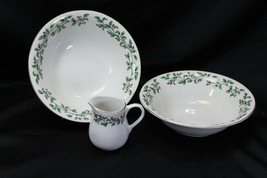 Crofton Holly Berries Christmas Vegetable Serving Bowls and Cream Pitcher - £27.73 GBP