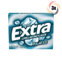 3x Packs Wrigley&#39;s Extra Polar Ice Flavor Gum | 15 Sticks Per Pack | Sugar Free! - £8.77 GBP