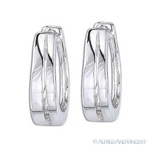 Ladies 0.8&quot;x0.7&quot; Hoops Fashion Jewelry Huggie Hoop Earrings 925 Sterling Silver - £32.27 GBP