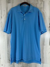 Peter Millar Summer Comfort Polo Shirt Size Medium Blue White Stripe READ - £19.44 GBP