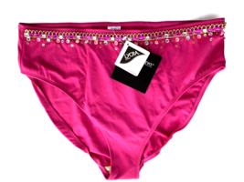 New Newport News Swim Jeweled Pink High Waist Bikini Bottoms Womens Size 14 Nwt - £11.86 GBP