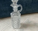 Vintage Cut Glass Cruet w/stopper Allover Diamond raised Design - $28.04