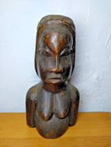 Tribal Nude Breast Bust Female African Jamaica Sculpt Handmade Rosewood ... - $29.38