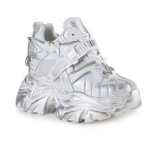 Anthony Wang Silver Raver Hidden Wedge Women&#39;s Platform Sneakers - £70.39 GBP