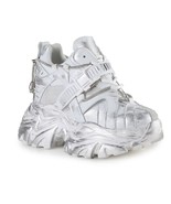 Anthony Wang Silver Raver Hidden Wedge Women&#39;s Platform Sneakers - £68.08 GBP