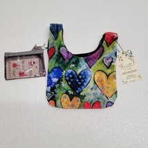 Stretch Velvet Twistlet Wristlet Reversible Multicolor Hearts &amp; Navy Blue - $414.02 MXN