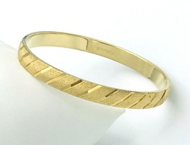 Vintage Gold Tone Signed MONET S Diamond Cut Bangle Bracelet Size Small - £19.61 GBP