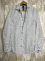 H&amp;M Womens Slim Fit Blouse Size S Button Up White w/ Blue Floral - $21.28