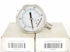 Lot Of 2 Nib Weksler BY42YPF4LW-XCY Pressure Gauges 4RY95, 0-100PSI, 0-7BAR - £50.13 GBP