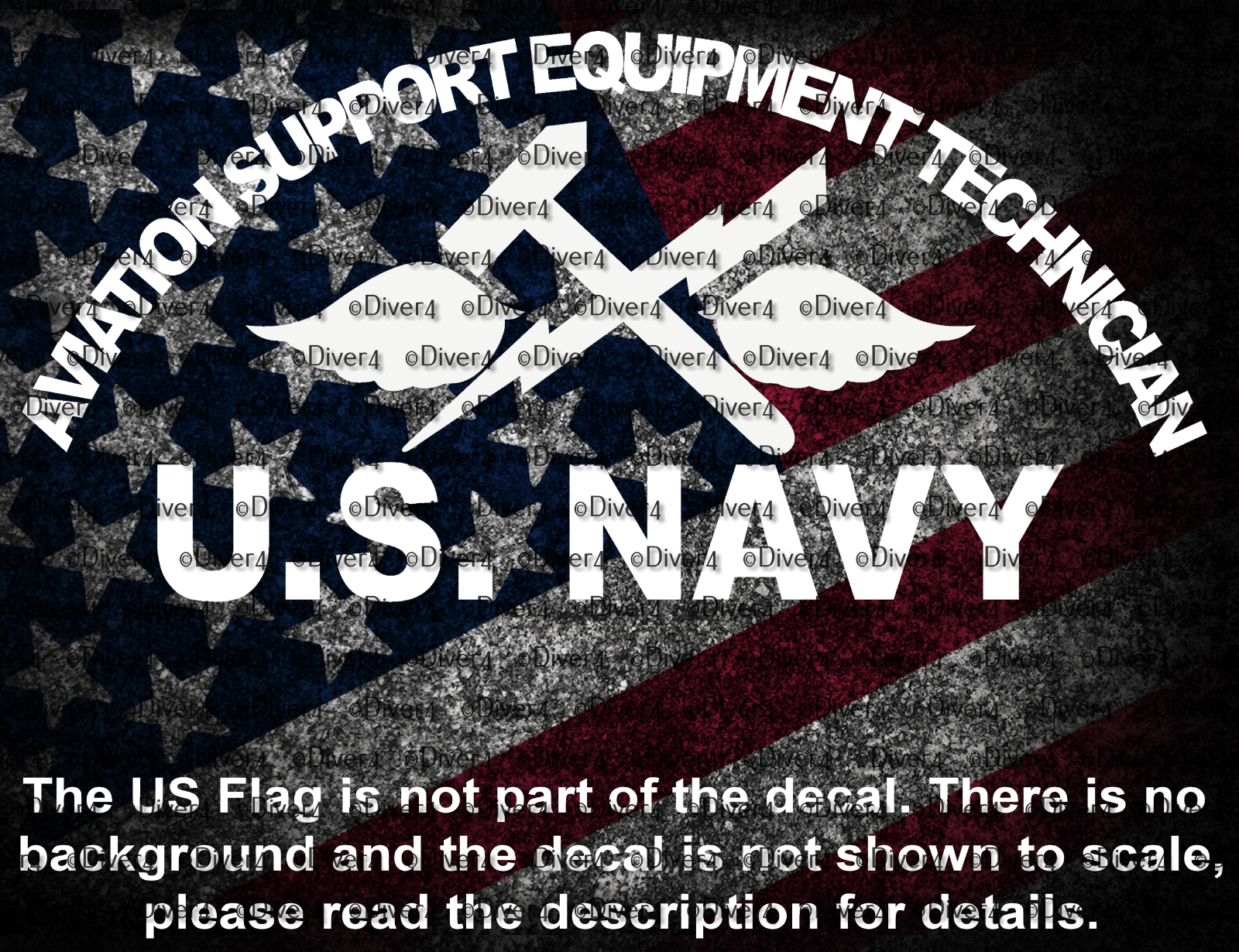 Arced US Navy Aviation Support Equipment Technician Insignia Vinyl Decal - $6.72+