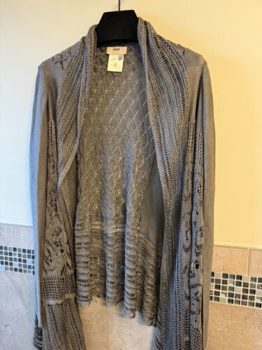 FUZZI Taupe Yarn Open Lace Cardigan SZ S Made in Italy EUC - £117.89 GBP