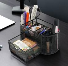 Desk Organizers and Accessories Pen Holder 8 Compartments 4&quot;D x 4&quot;W x 9&quot;H - $15.84