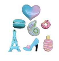 Plastic Crafting Trinkets Lot of 6 Donut Heart Popsicle Crafting Decorative - £4.45 GBP