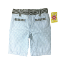 Vintage 90s Girls Seersucker Striped Shorts Size 5 Blue Cotton Elastic W... - $16.80