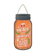 Meals And Memories Orange Novelty Metal Mason Jar Sign - £14.34 GBP