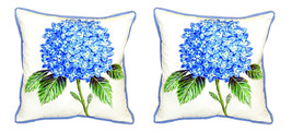 Pair of Betsy Drake Dick’s Hydrangea Large Indoor Outdoor Pillows 18 X 18 - £69.81 GBP