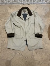 LL Bean Chore Barn Coat Jacket Mens Large L Khaki Beige Corduroy Collar ... - $59.39