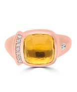 925 Sterling Silver Rose Gold Plated Cubic Zircon Citrine Ring Size 7 - $49.00