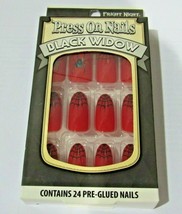 Fright Night Press On Nails &quot;Black Widow&quot; 1 pack of 24 Pre-Glued Nails - £8.76 GBP
