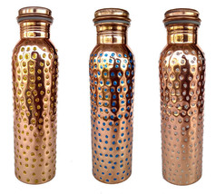 New Colored Fill Hammered Water Bottle Ayurveda Health Benefit Sports 950 ml - £25.06 GBP