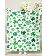 White St. Patrick Clover Print Nap Blanket 130*150cm - $25.43