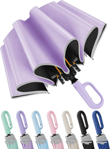 Travel Umbrella with Carabiner Handle, Windproof Large Umbrellas -  Purple - $29.21