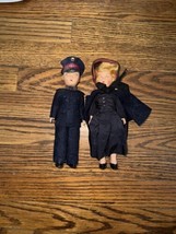 Vintage Salvation Army Dolls - 7&quot; Tall Girl &amp; Boy - Navy Blue Outfits - $24.75