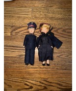 Vintage Salvation Army Dolls - 7&quot; Tall Girl &amp; Boy - Navy Blue Outfits - $24.75