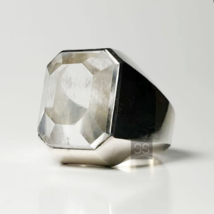 Bague quartz cristal blanc naturel argent sterling 925 grandes bagues... - £48.21 GBP