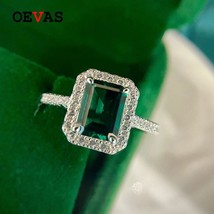 925 Sterling Silver Simulation Emerald Vintage Wedding Rings For Women Top Quali - £55.13 GBP