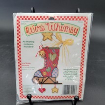 New Sealed Vintage 1994 Wire Whimsy Needlepoint Holiday Christmas Stocking - $7.42