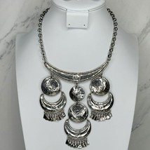 Chico&#39;s Sun and Moon Western Style Bib Silver Tone Necklace - £15.81 GBP