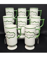 Vintage Knobler Bone China Footed Irish Coffee Mugs Cups White Green Set... - $62.48 CAD