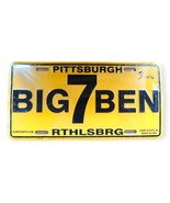 Vintage Big Ben 7 Metal License Plate NFL Black Gold Novelty Vanity Made... - $18.99