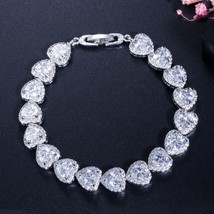 New Luxury Heart silver color on hand Bracelet Bangle For Women Anniversary Gift - £16.39 GBP