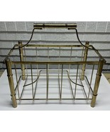 Vintage Brass Metal Magazine Rack Book Paper Holder Retro Home Decor Rare - $38.69