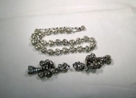 Runway Vintage Rhinestone Huge Dangle Clip Earrings and Choker Necklace ... - £61.19 GBP