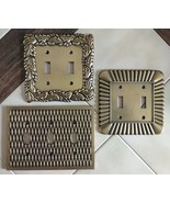 Lot (3 pcs) LHMC Antique Gold Wall Light Switch Plate Covers: 2 Double, ... - £23.42 GBP