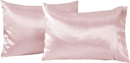 Great Bay Home Pink Color Satin Standard Size 20&quot;x26&quot; Pillowcases 2-Pack - £18.07 GBP