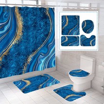 4Pcs Luxury Marble Shower Curtain Sets,Bathroom Sets with Shower Curtain... - £26.58 GBP