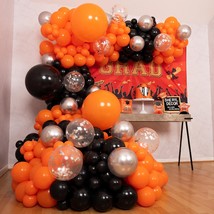 100Pcs, Easy Diy  Orange And Black Balloons Arch Kit &amp; Garland  Small And Large  - £26.85 GBP